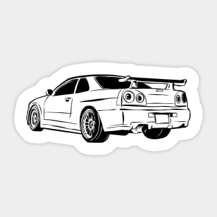 gtr r34 Line Art JDM 90s japanese retro car Sticker